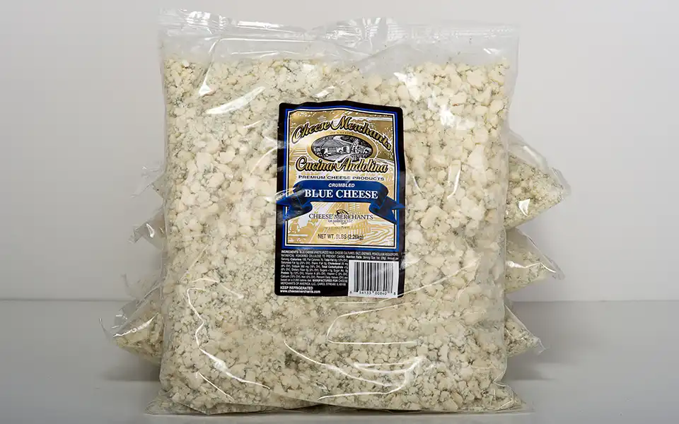 Packets of crumbled blue cheese