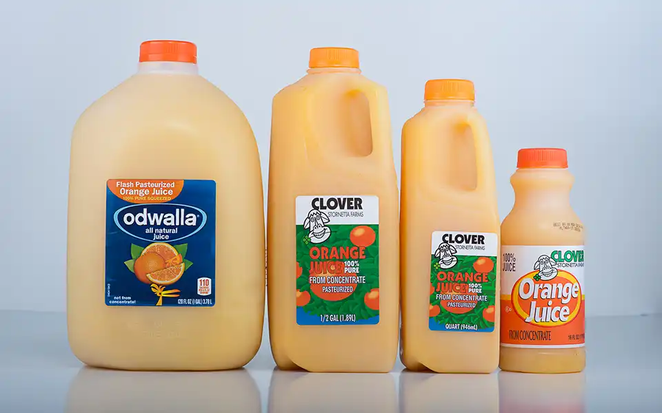 Different size cartons of orange juice